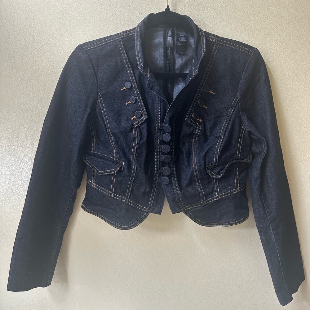 Bisou Bisou Dark Blue Jean Jacket with Button Details